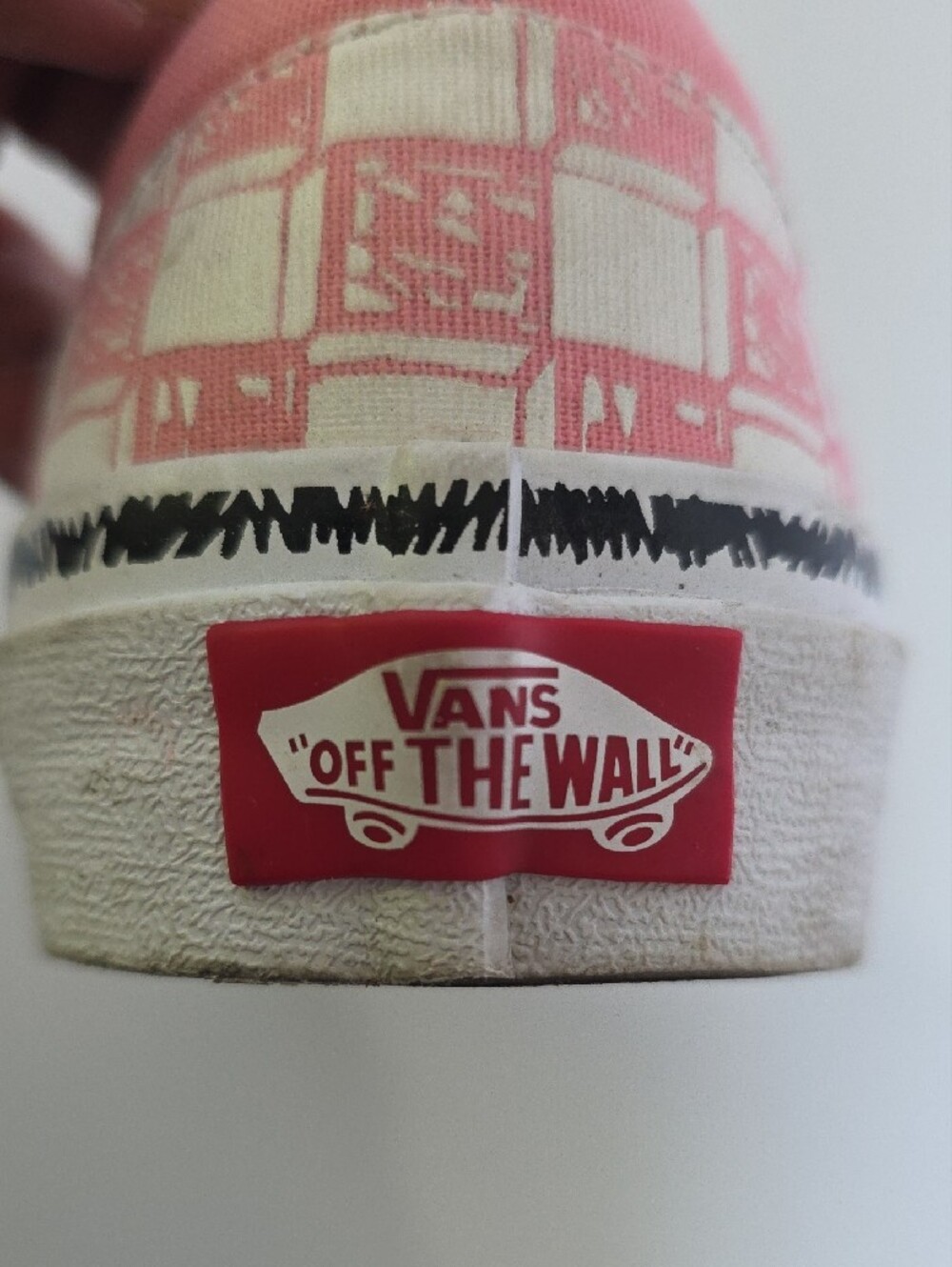 VANS OFF THE WALL(5) Pink and White Checker Slip-On Sneakers - Picture 7 of 9